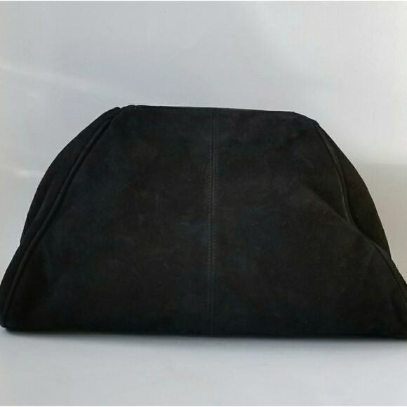 Vintage Snakeskin & Suede Large Clutch Bag with Crossbody Strap Black Gold - Picture 7 of 9